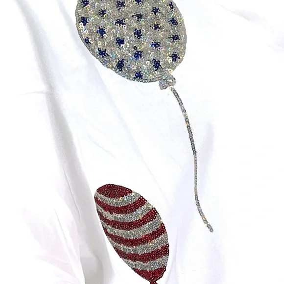 PEACH LOVE CALIFORNIA patriotic sequin balloons oversized tee S M L - Picture 9 of 9